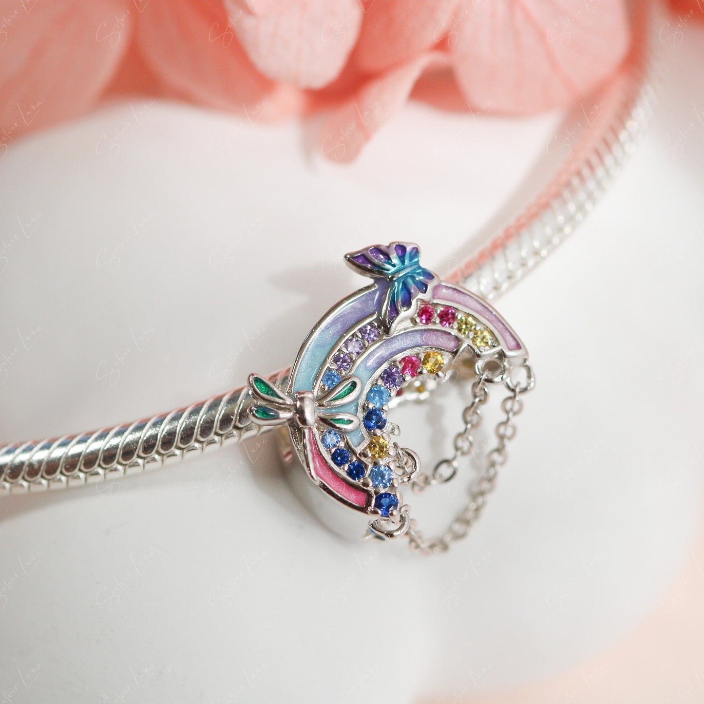 Rainbow and unicorn fantasy charm for bracelet