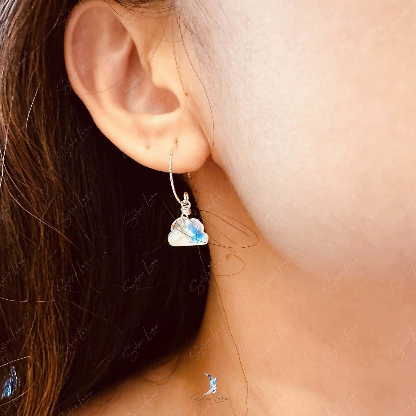 cloud rainbow moonstone earrings