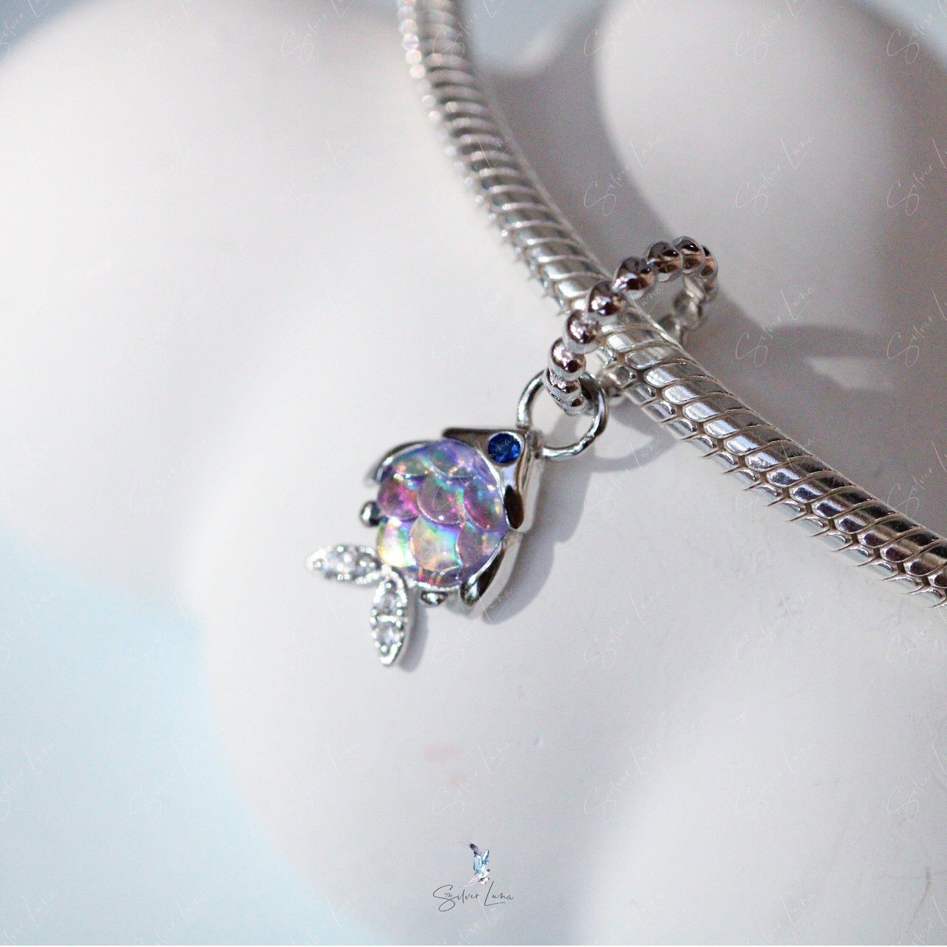 rainbow fish pendant charm