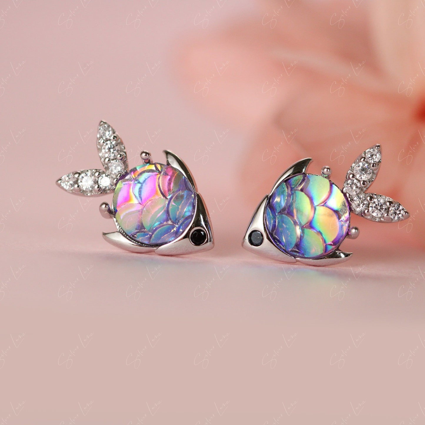Rainbow Fish Sterling Silver Stud Earrings