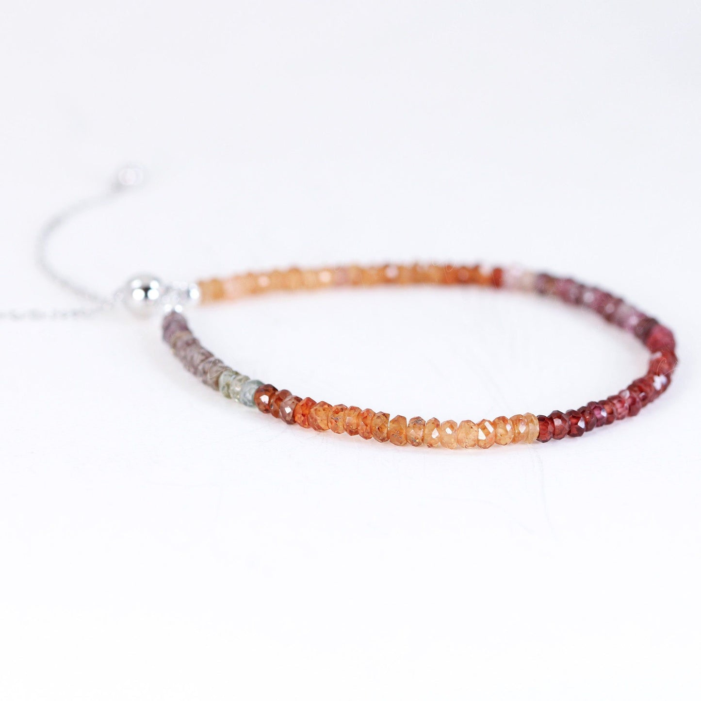 rainbow garnet sterling silver bracelet