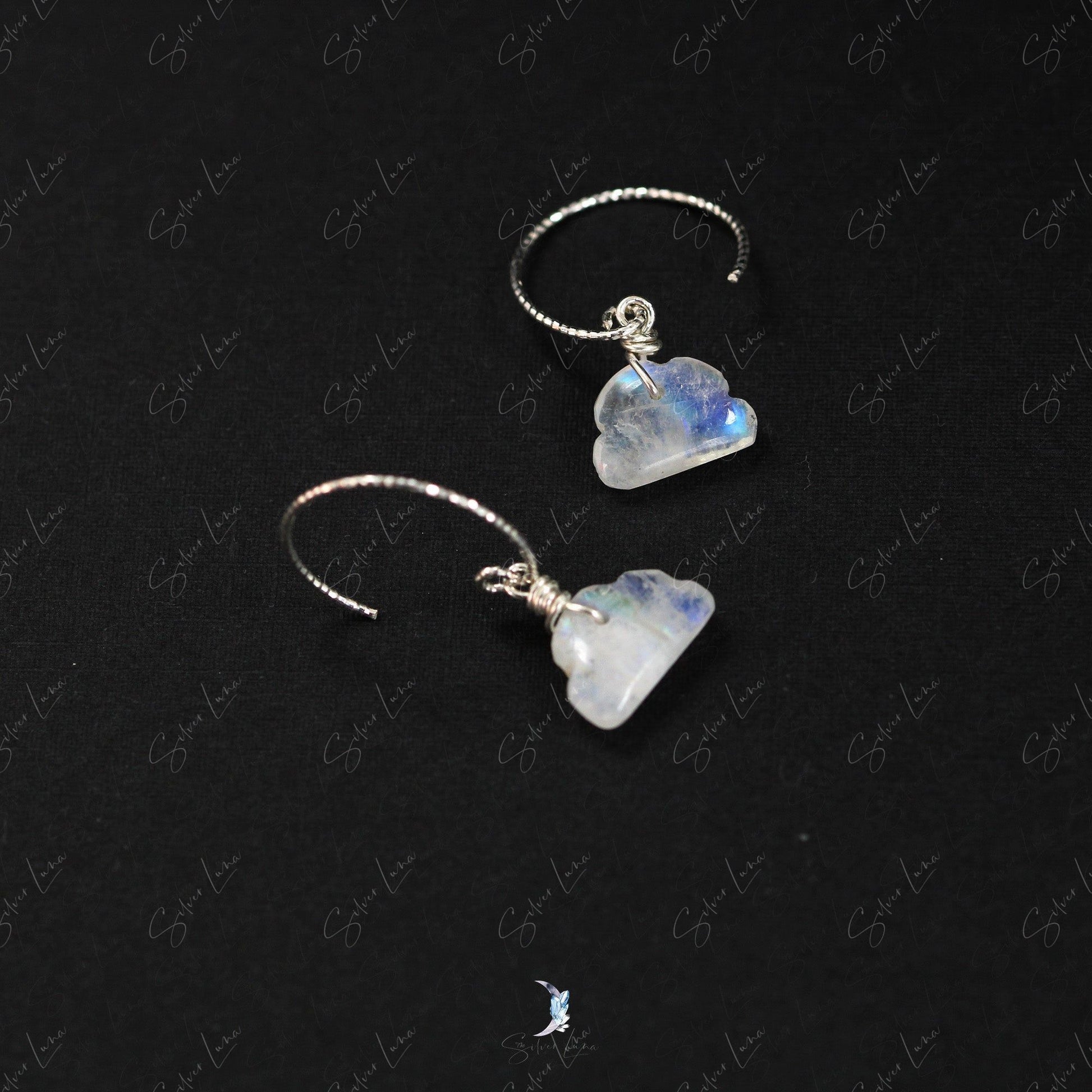 cloud rainbow moonstone earrings