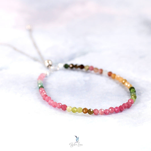 rainbow tourmaline beaded bracelet