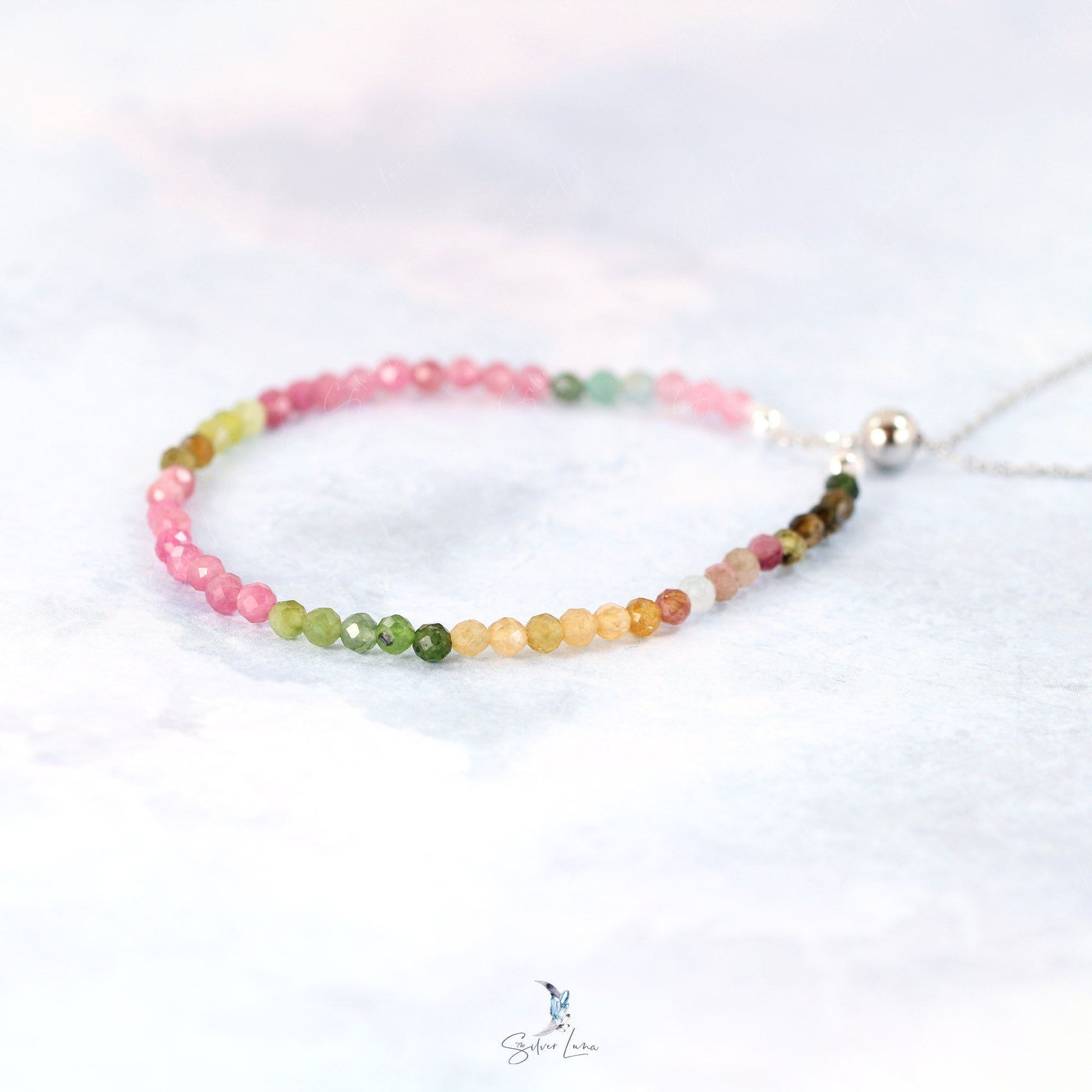 faceted tourmaline beaded bracelet