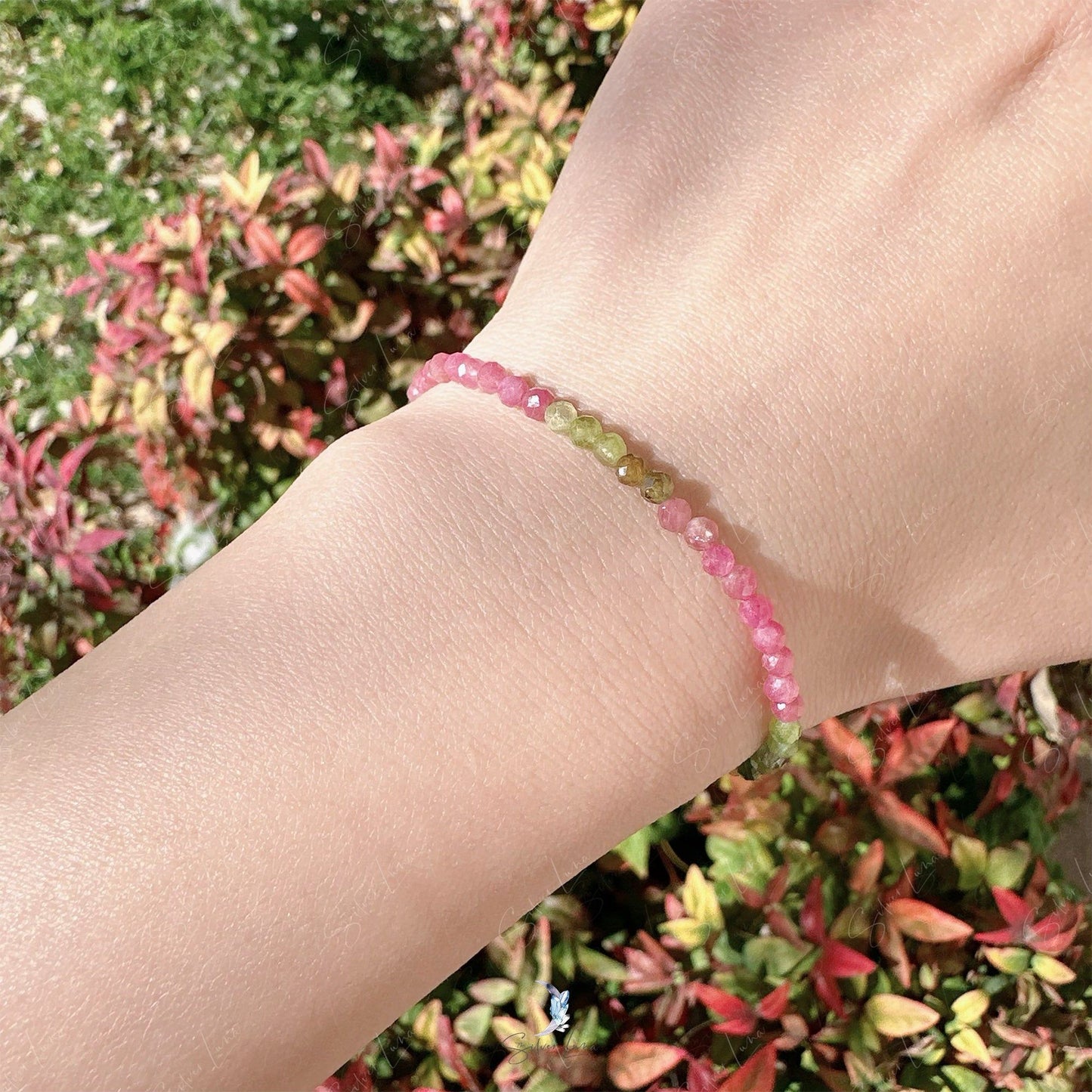 rainbow tourmaline beaded bracelet