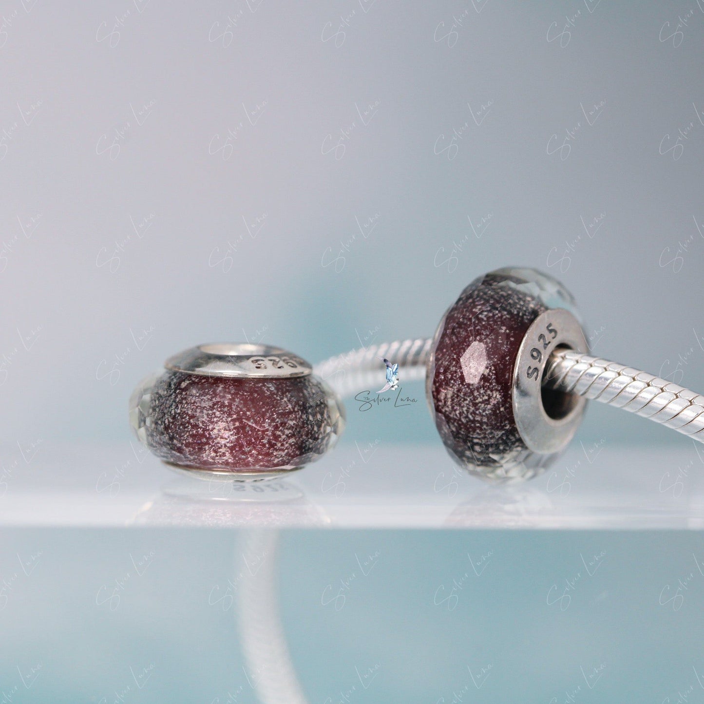 purple murano glass bead charm