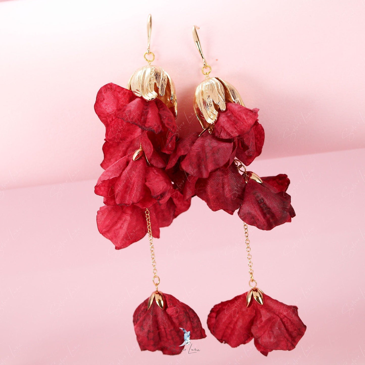 red flower earrings