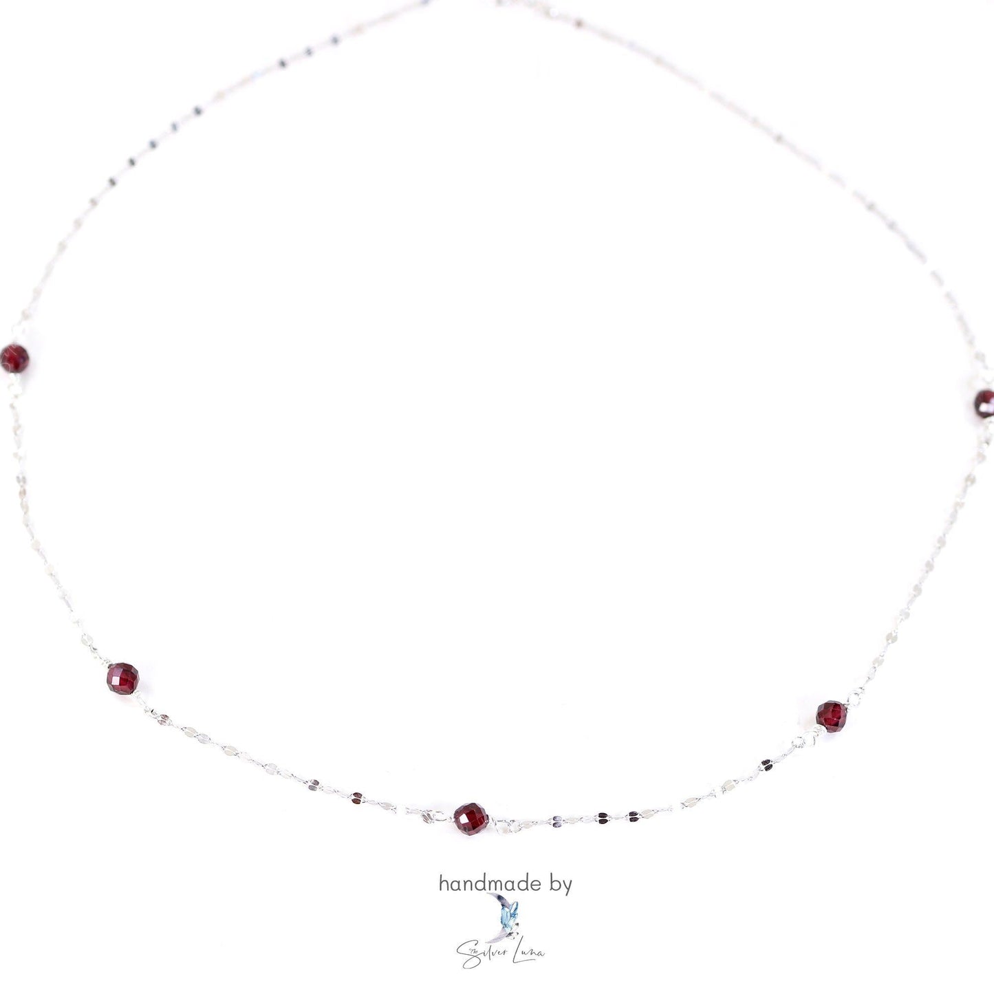 Twist chain red garnet choker necklace