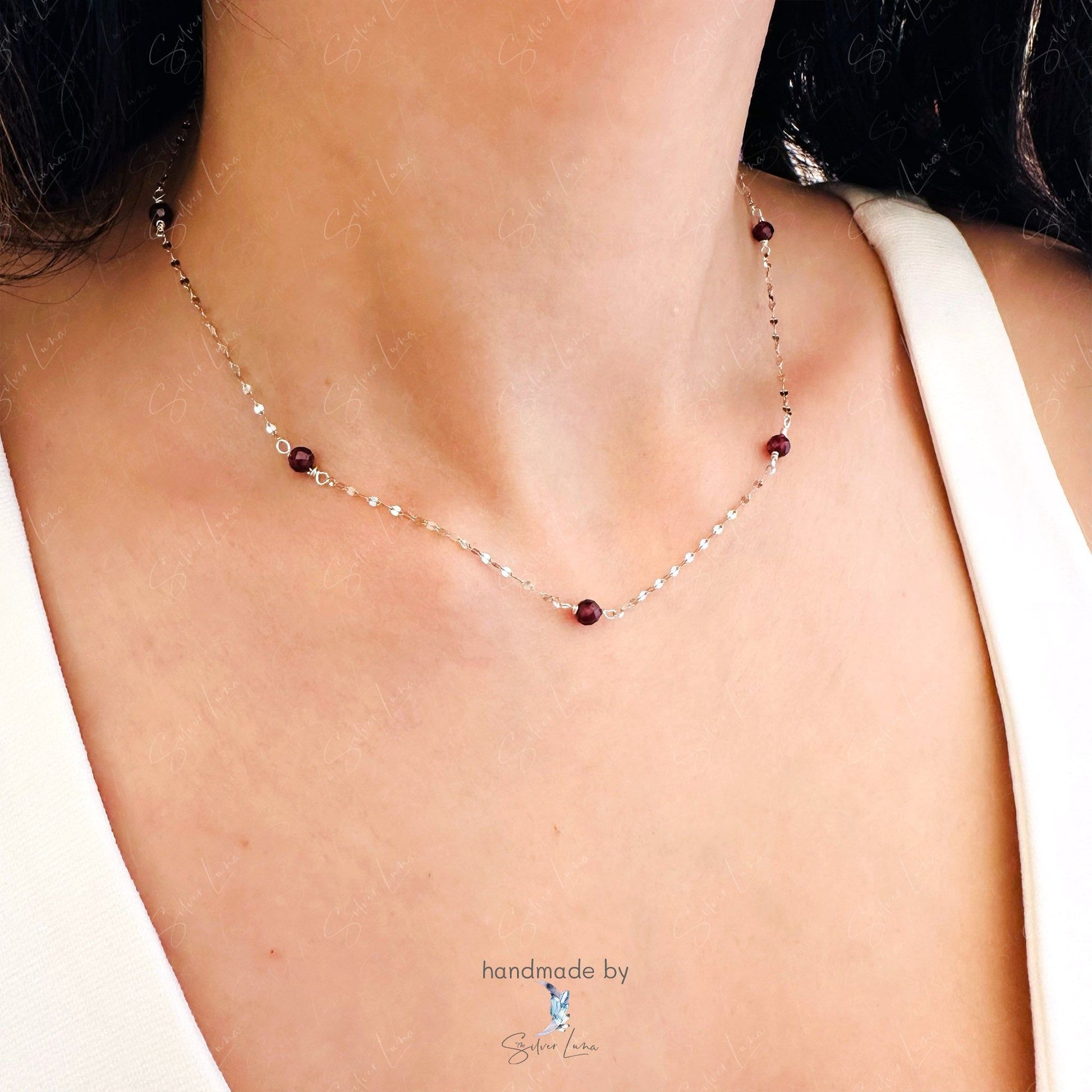 red garnet choker necklace