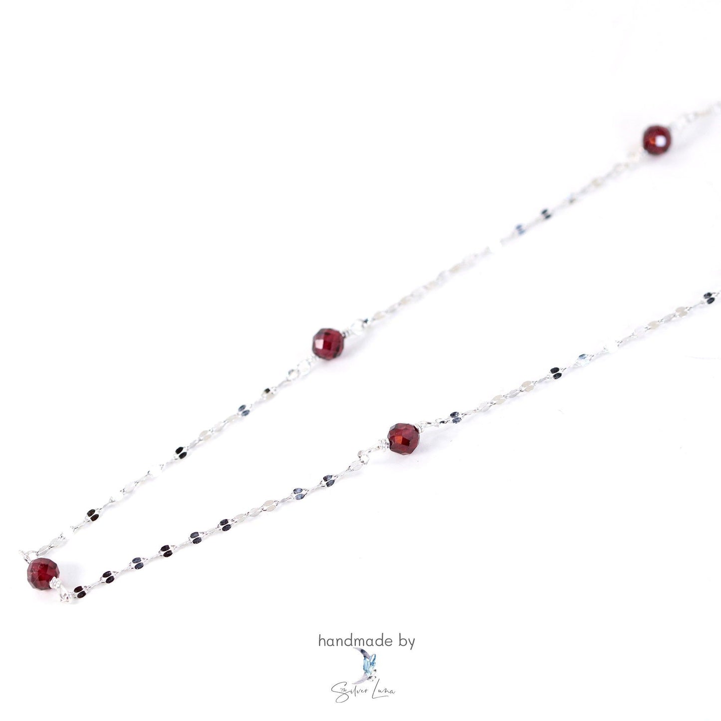Twist chain red garnet choker necklace
