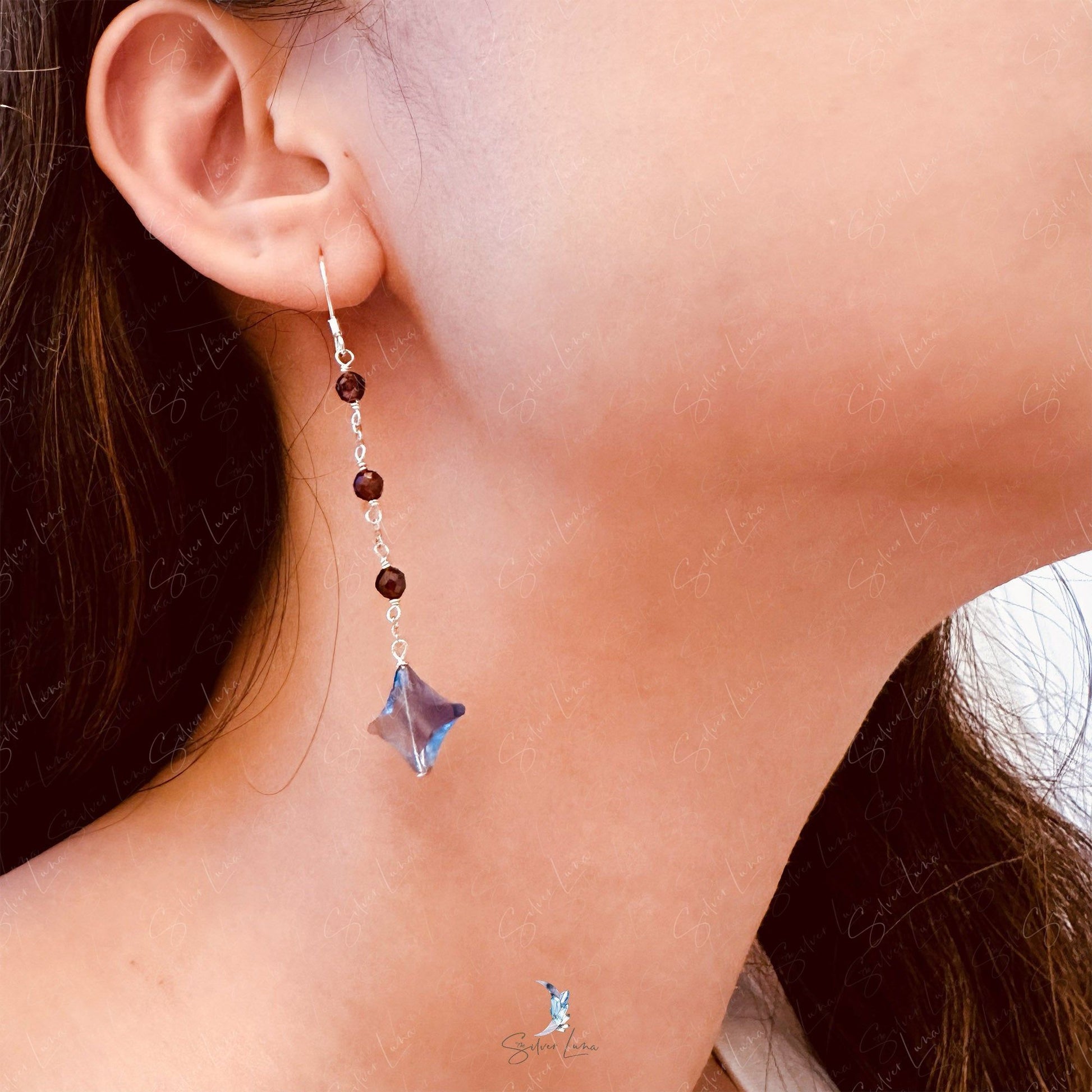 ninja star fluoride natural stone earrings
