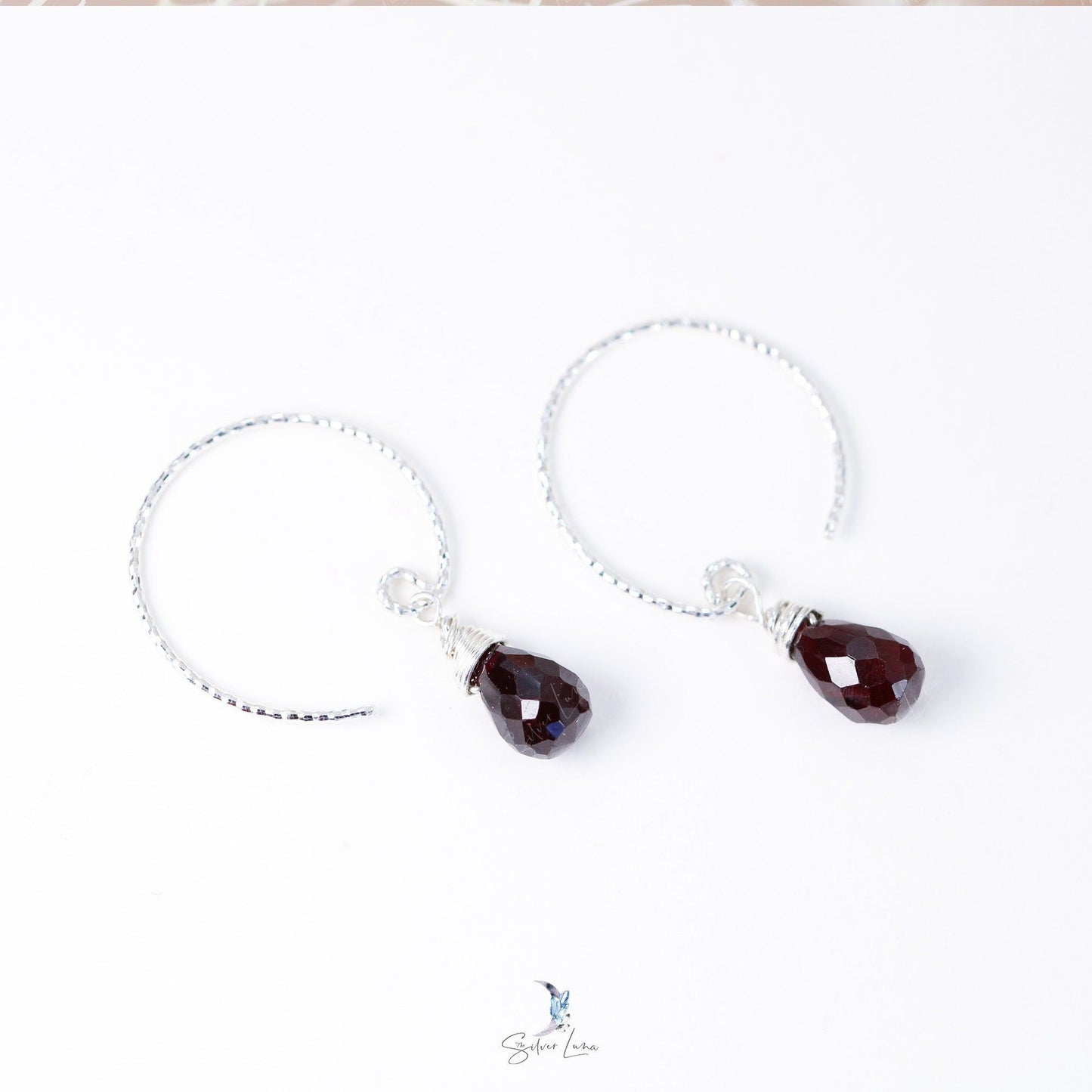 red garnet teardrop earrings