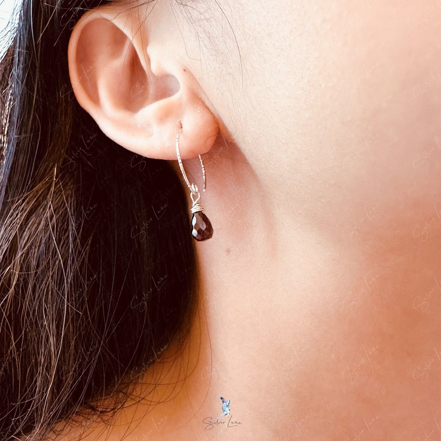 teardrop red garnet earrings