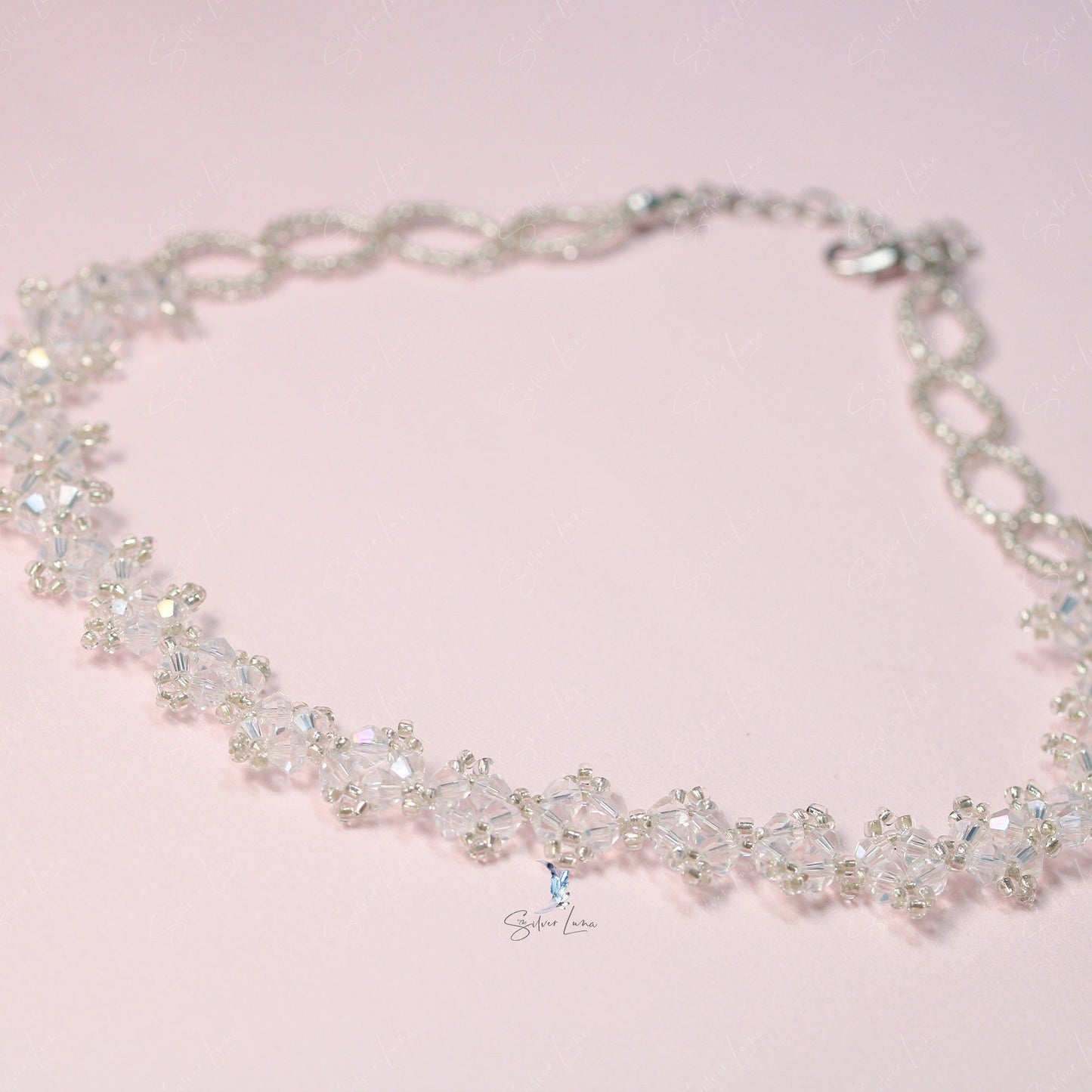 Crystal rhinestone choker bead necklace