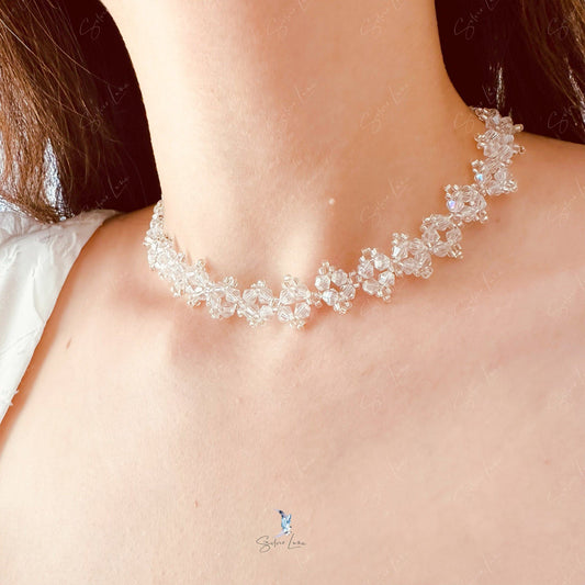 rhinestone bead choker necklace