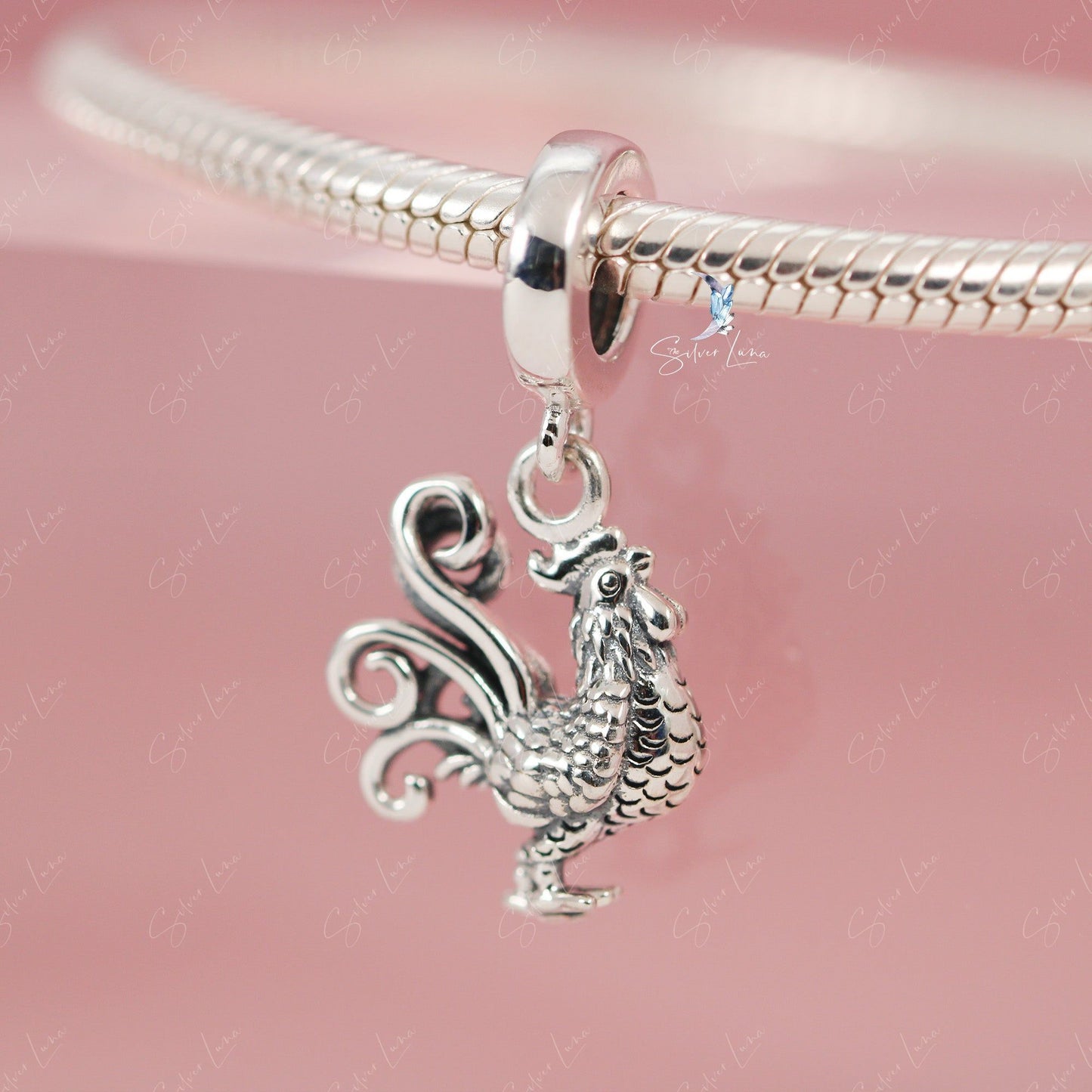 sterling silver rooster charm