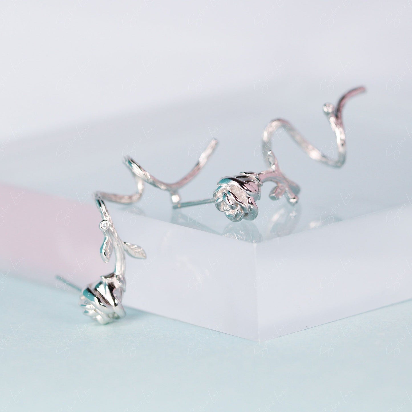 Thorns Rose Wrap Sterling Silver Ear Climbers
