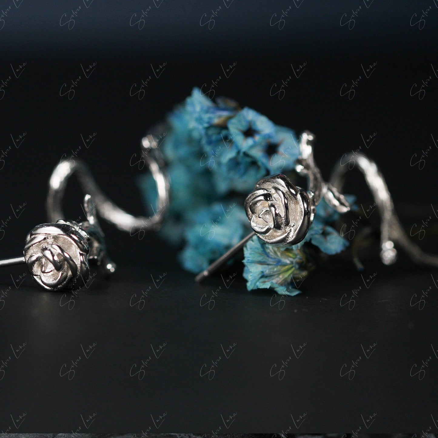 thorn rose wrap stud earrings