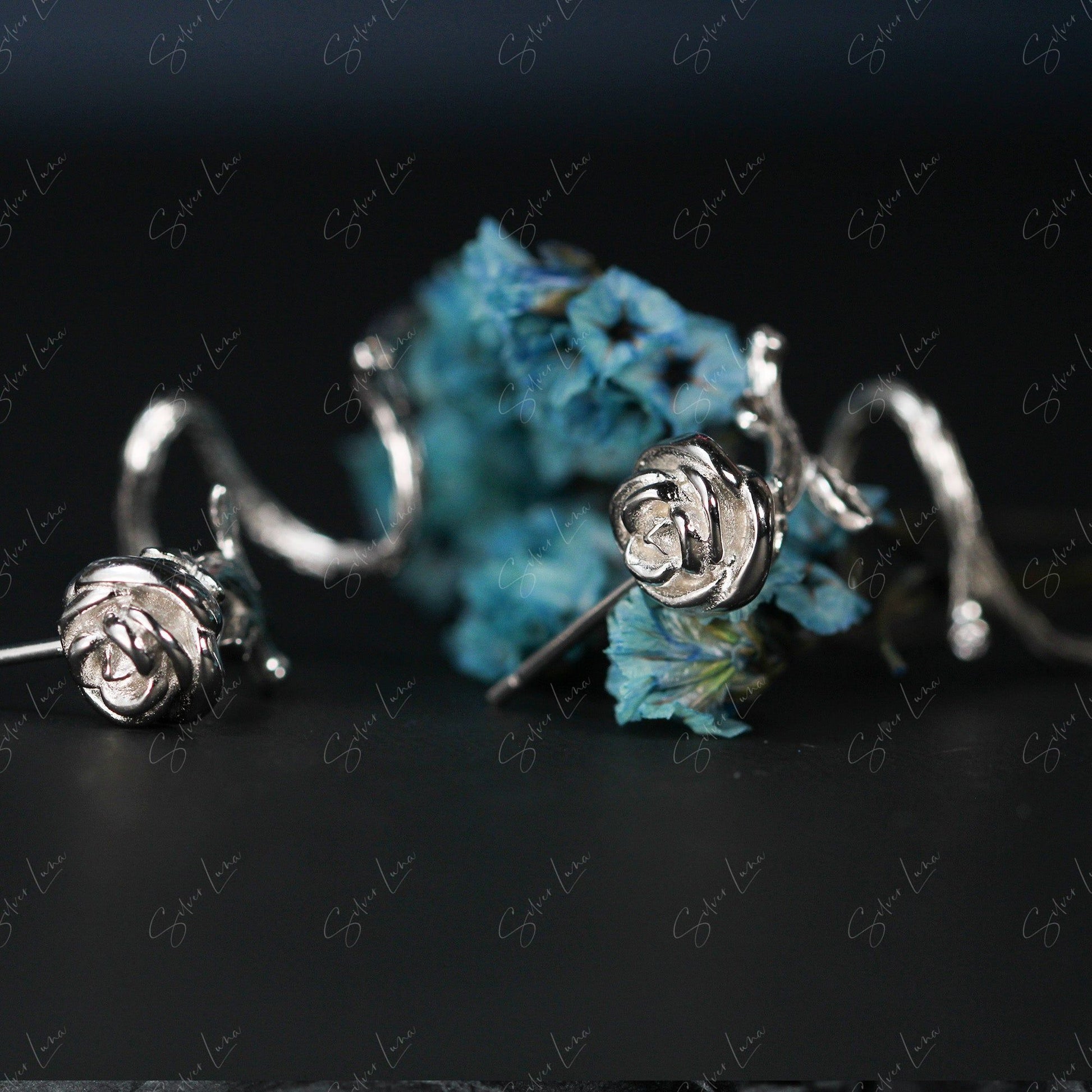 thorn rose wrap stud earrings