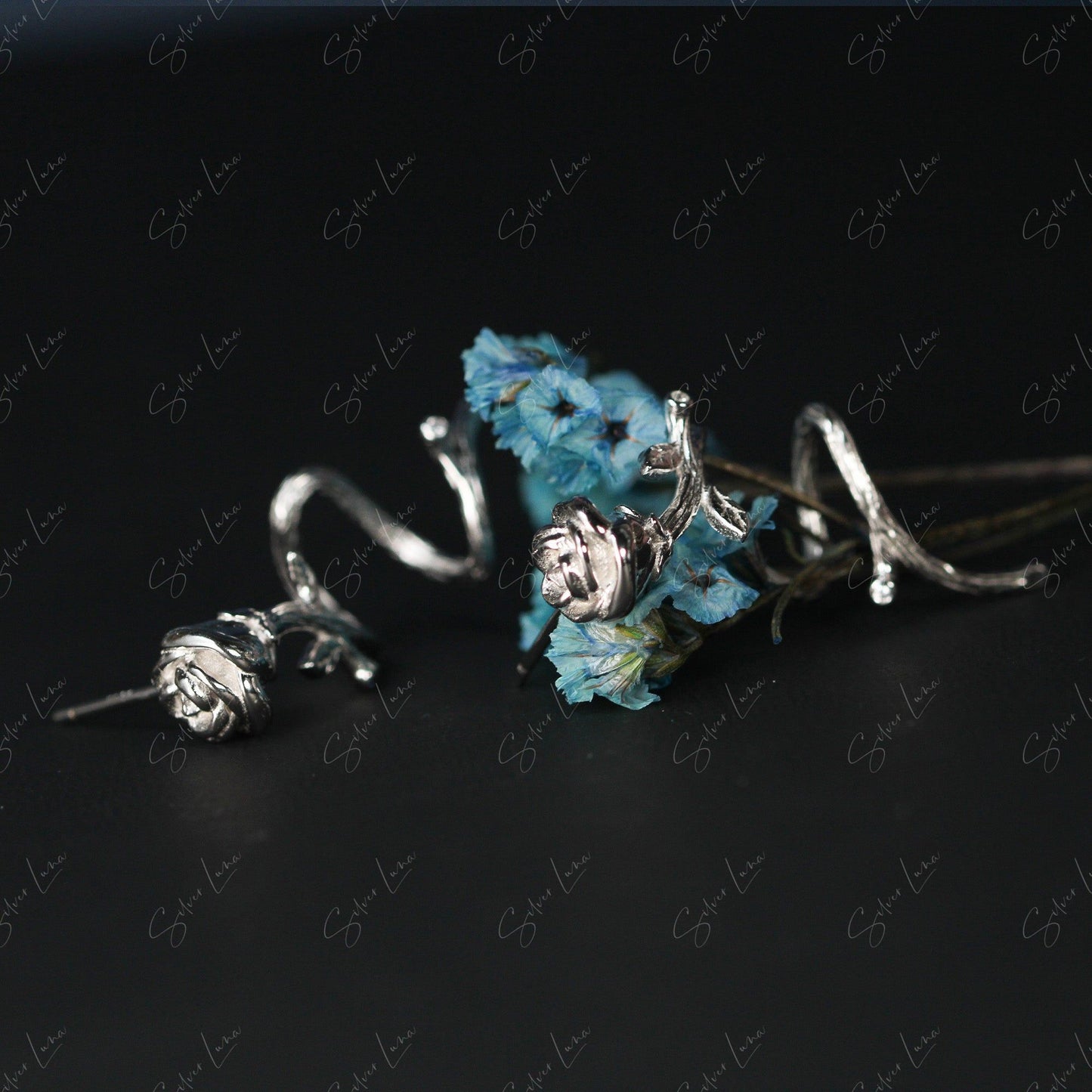 Thorns Rose Wrap Sterling Silver Ear Climbers