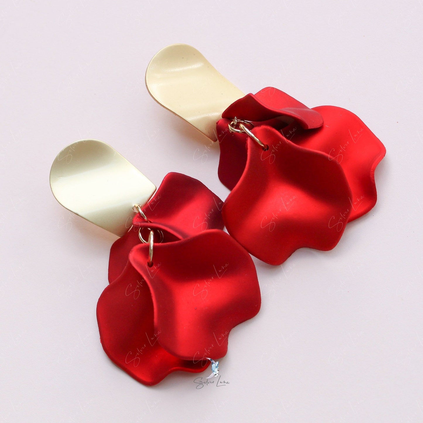 Exaggerate rose petal statement fashion earrings