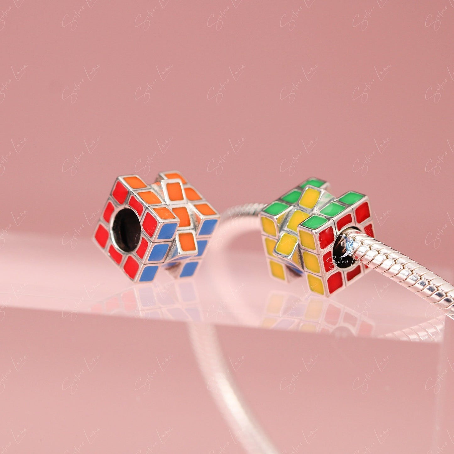 rubik cube bead charm