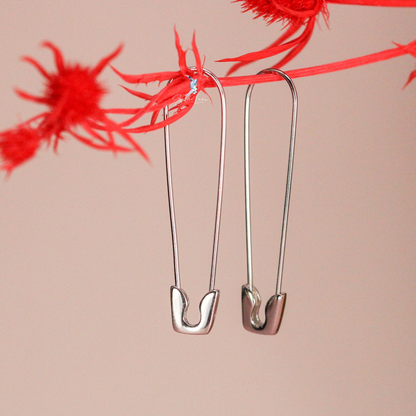 safety pin dangle drop earrings