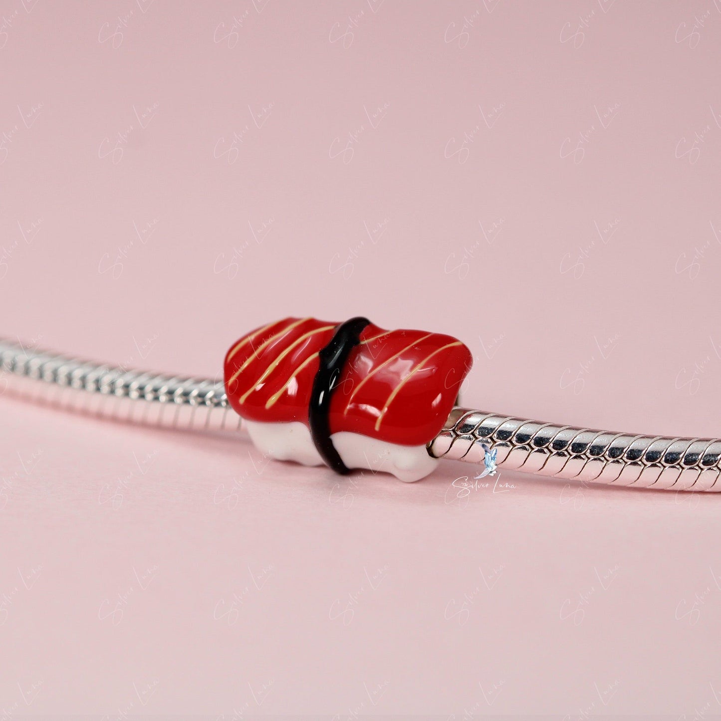 Japanese sushi charm for bracelet in sterling silver
