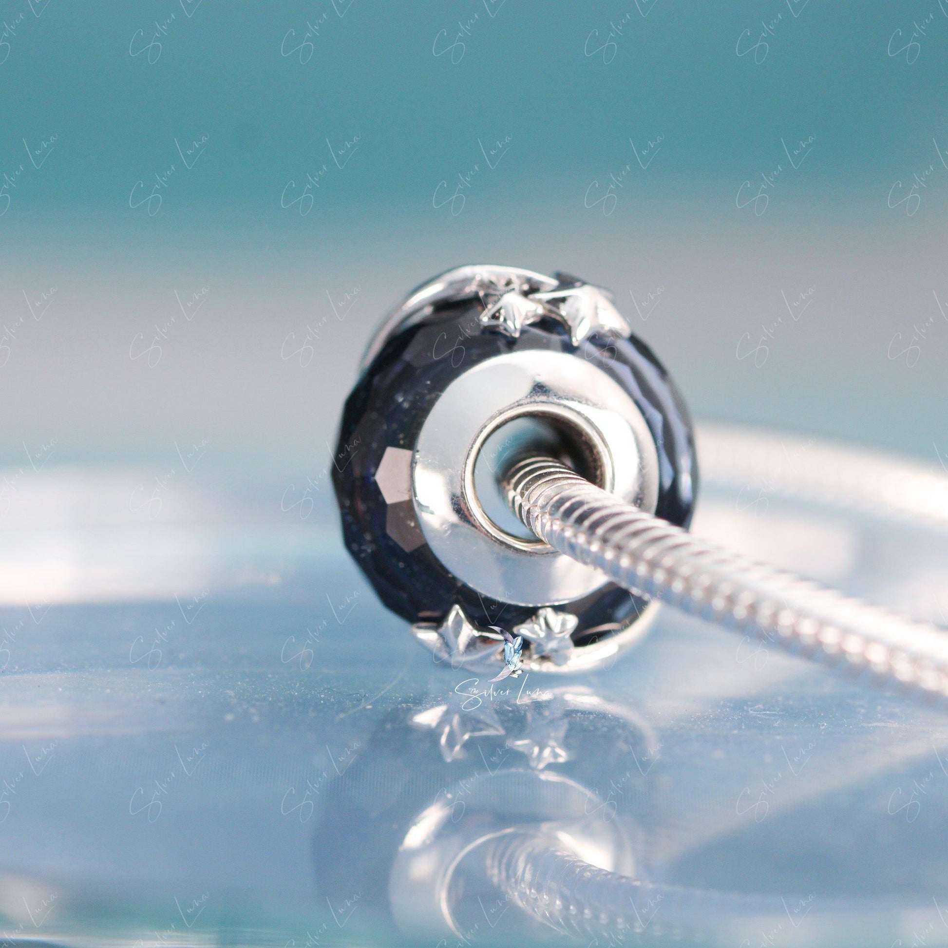 blue shooting star Murano glass bead charm