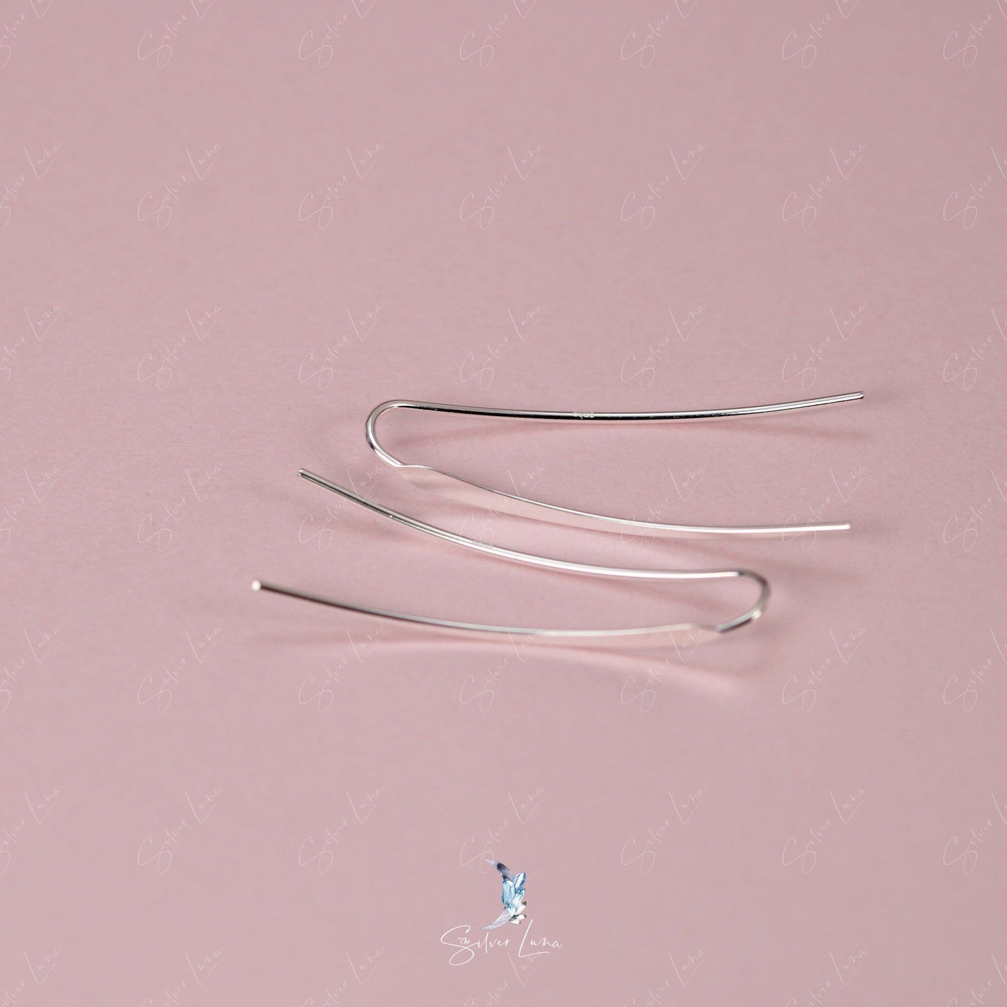 Minimalist stick ear climber earrings in sterling silver