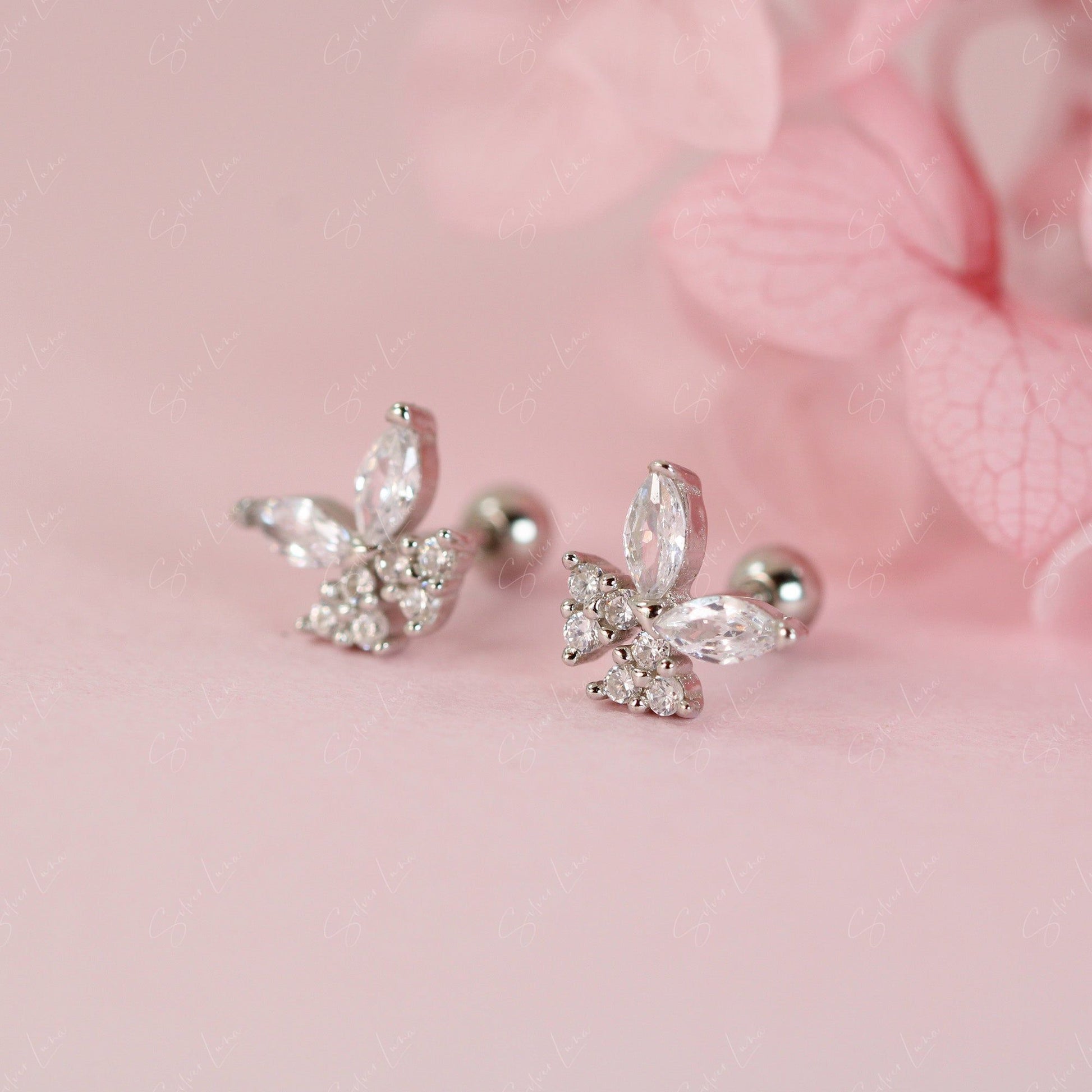 butterfly screw back earrings