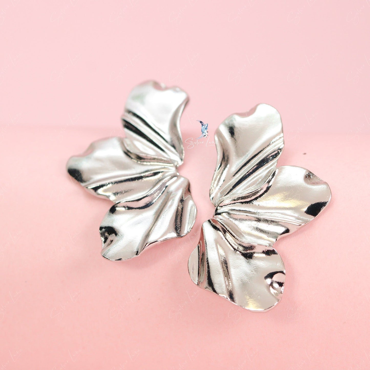 Golden flower big statement earrings