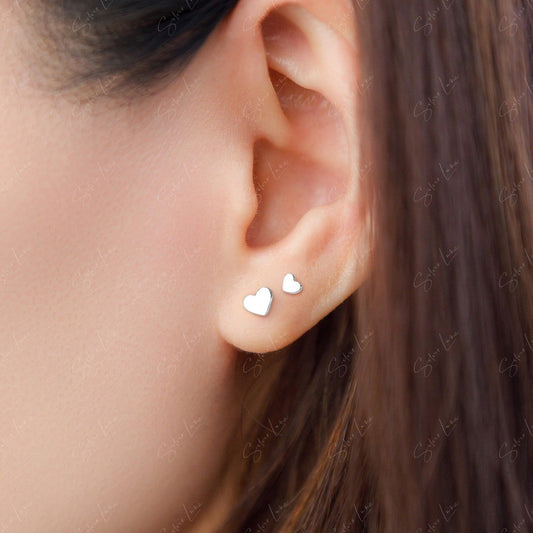 tiny Valentine heart stud earrings