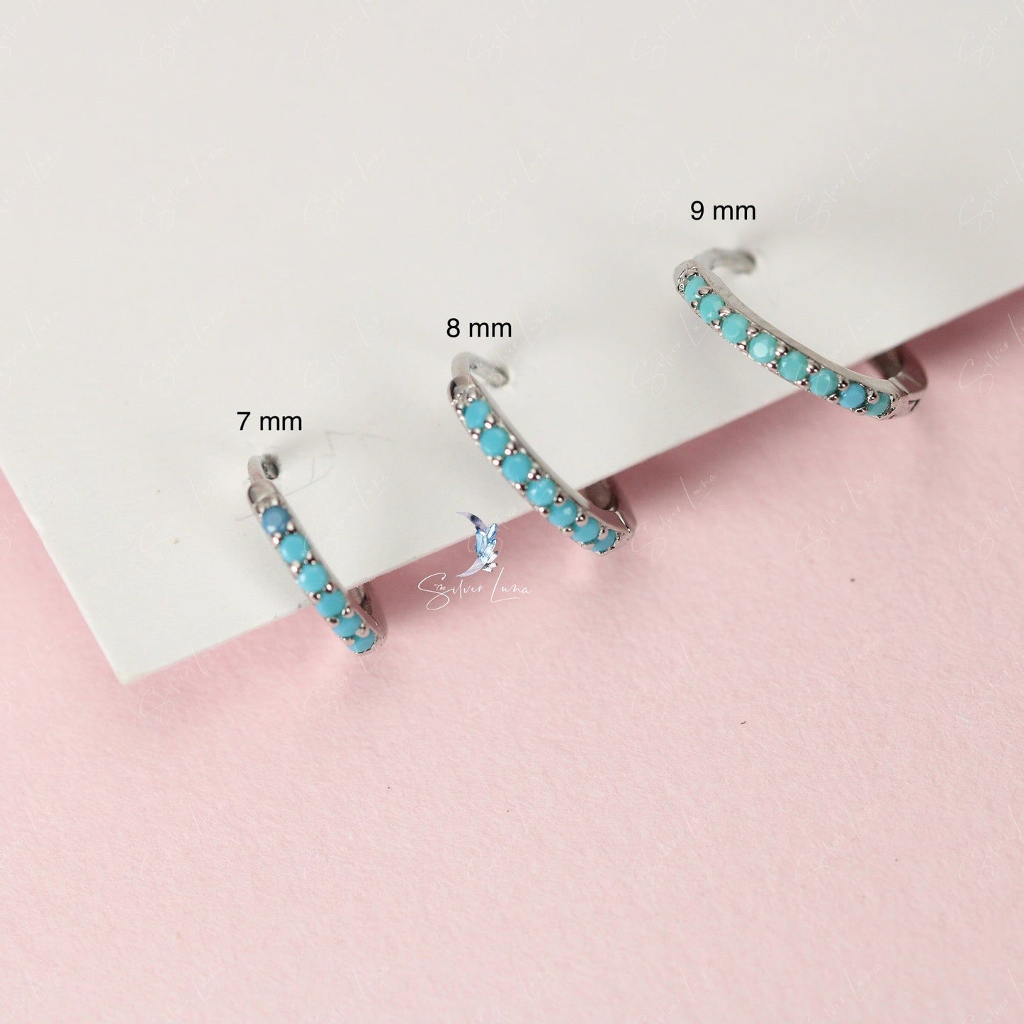 blue zircon hoop earrings