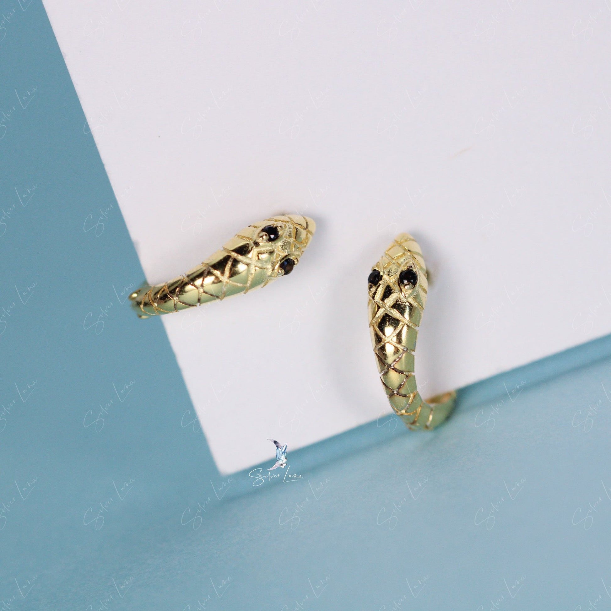 Cleopatra serpentine snake hoop earrings