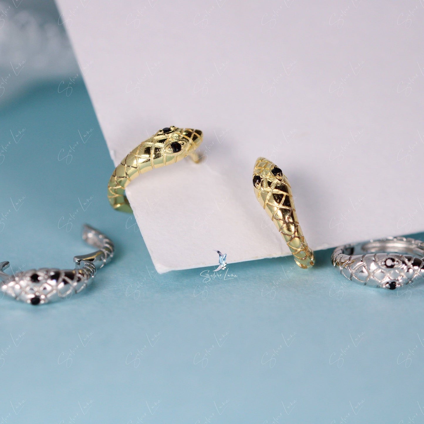 Cleopatra serpentine snake hoop earrings