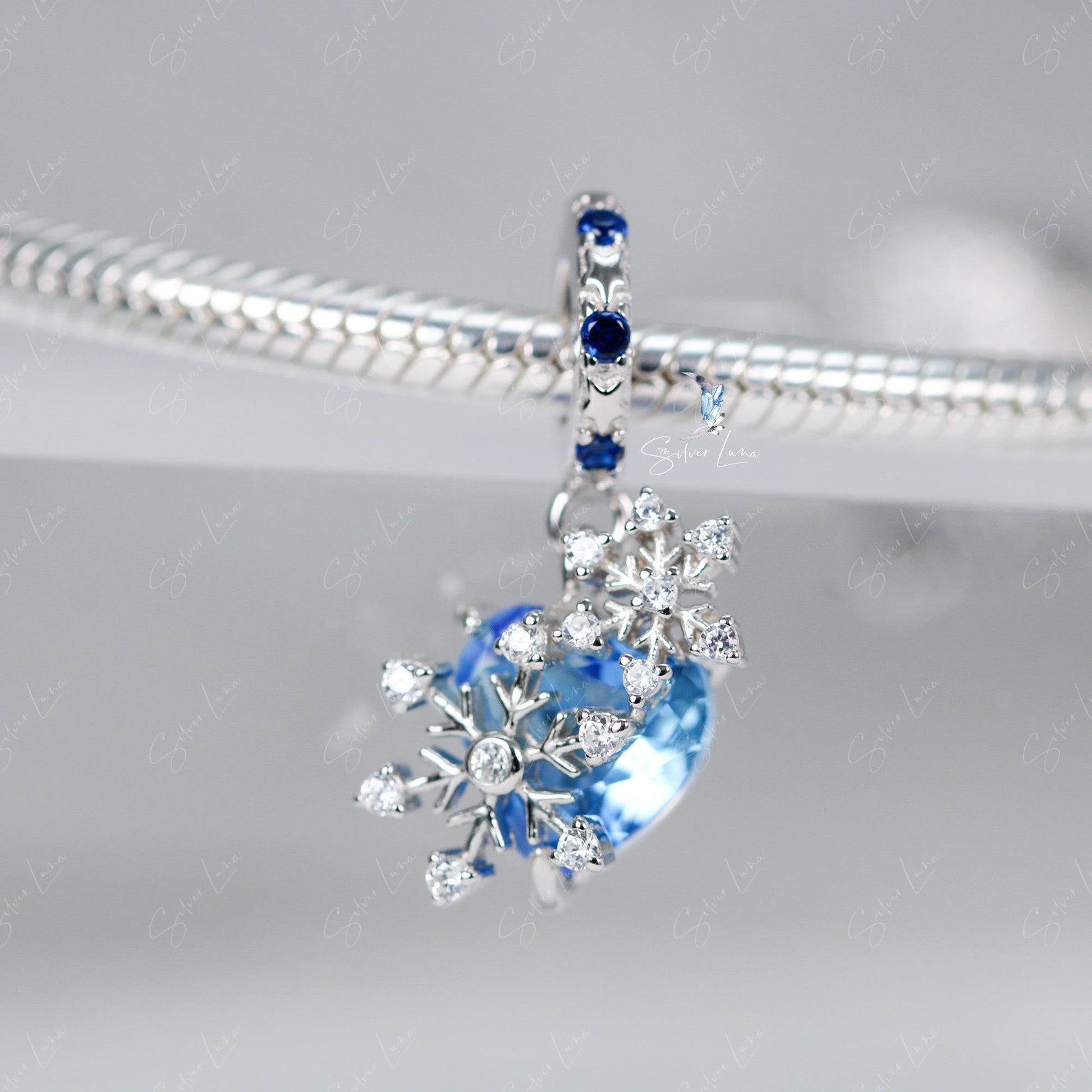 heart snowflake pendant charm