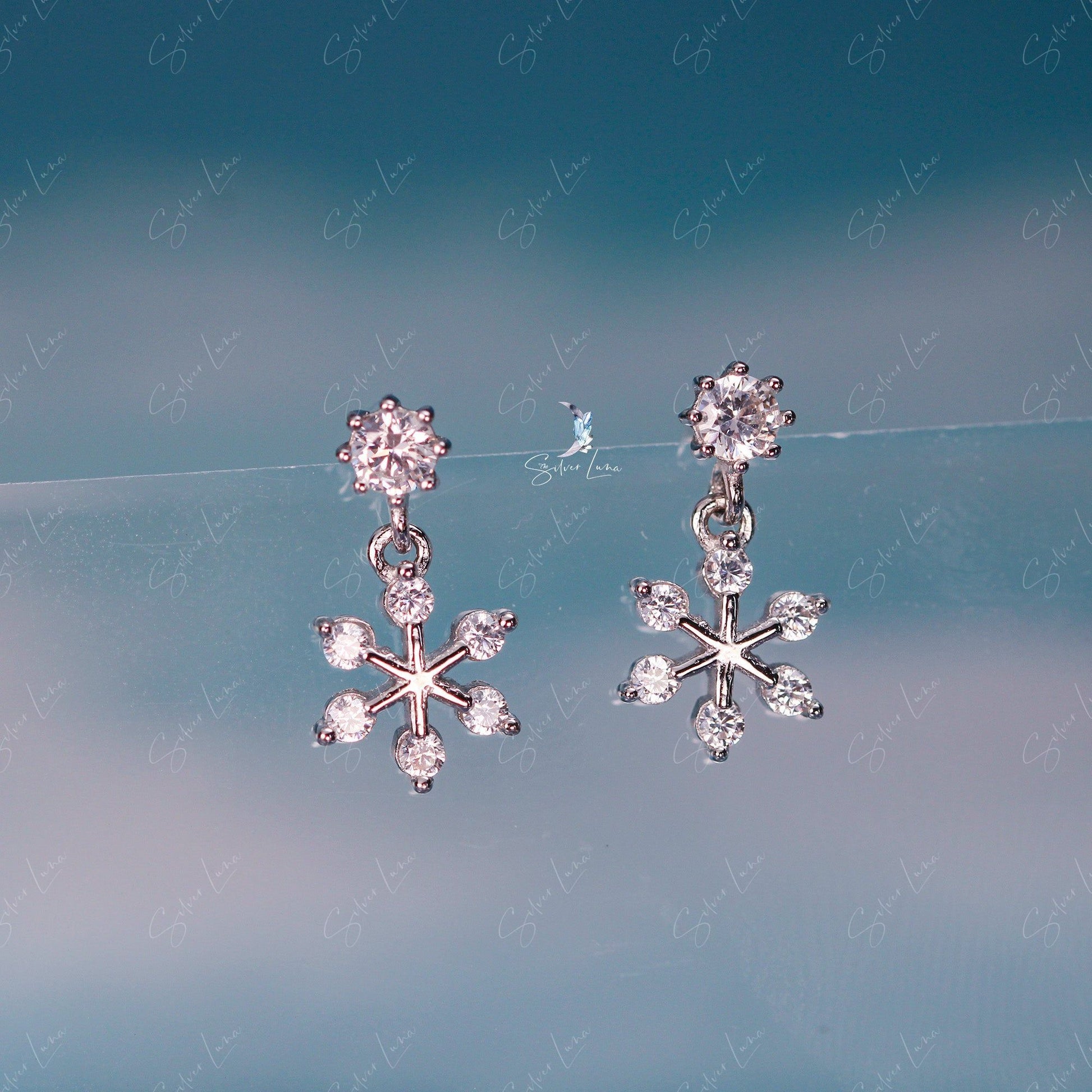 snowflake stud earrings