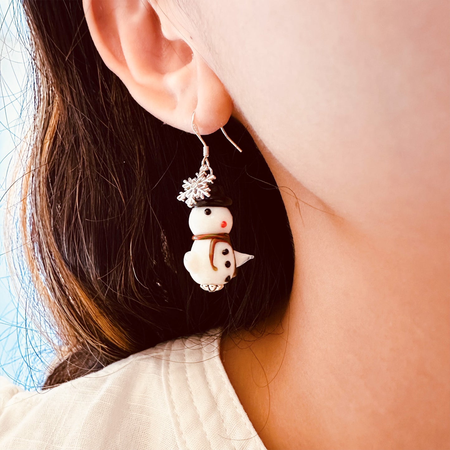 snowman dangle drop earrings