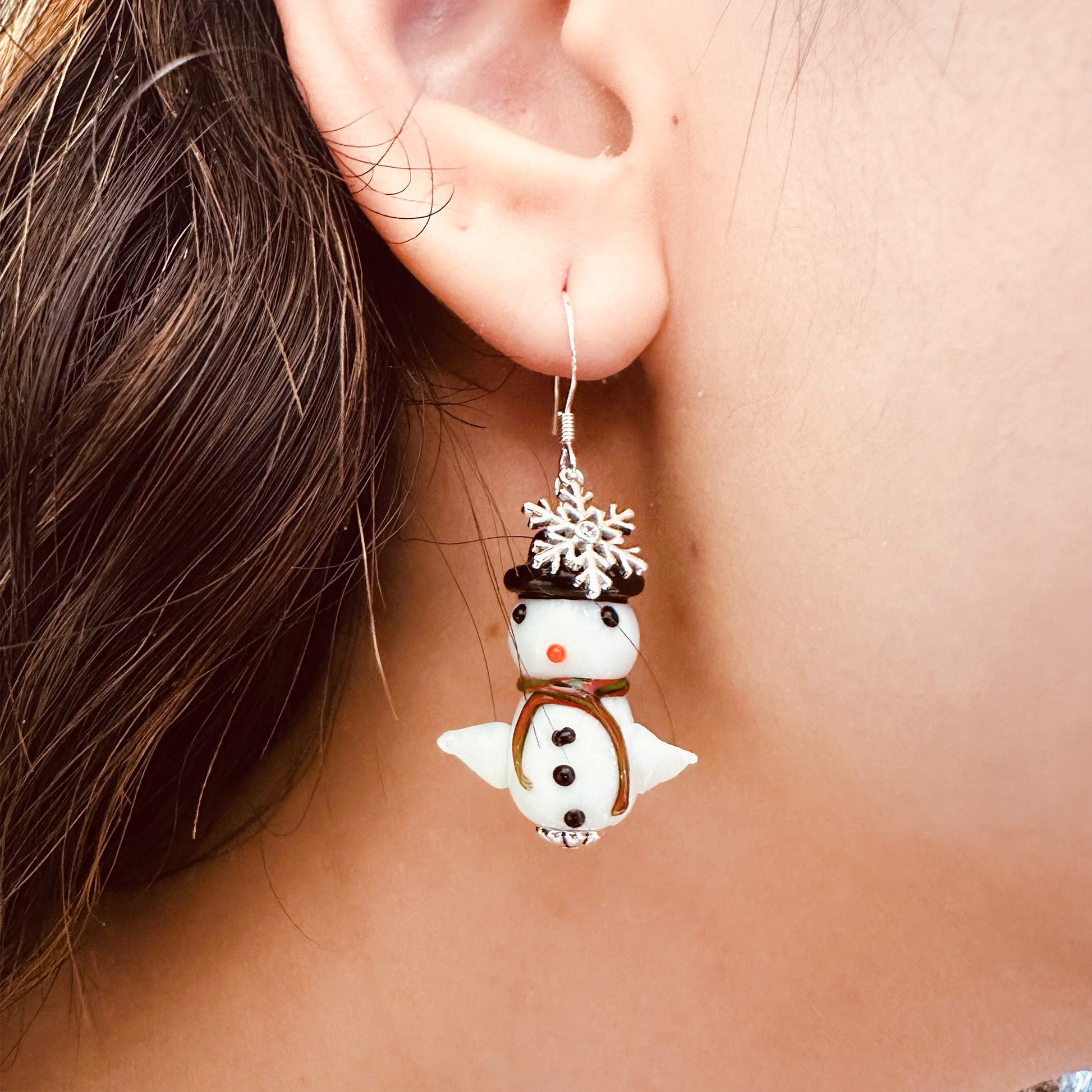 snowflake snowman earrings