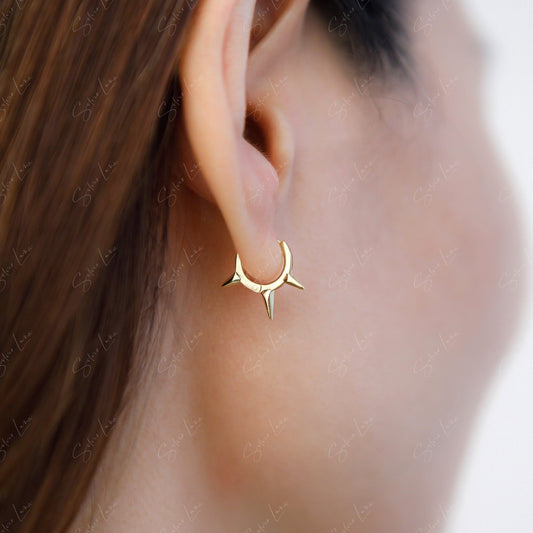Geometric Spike Hoop Earrings