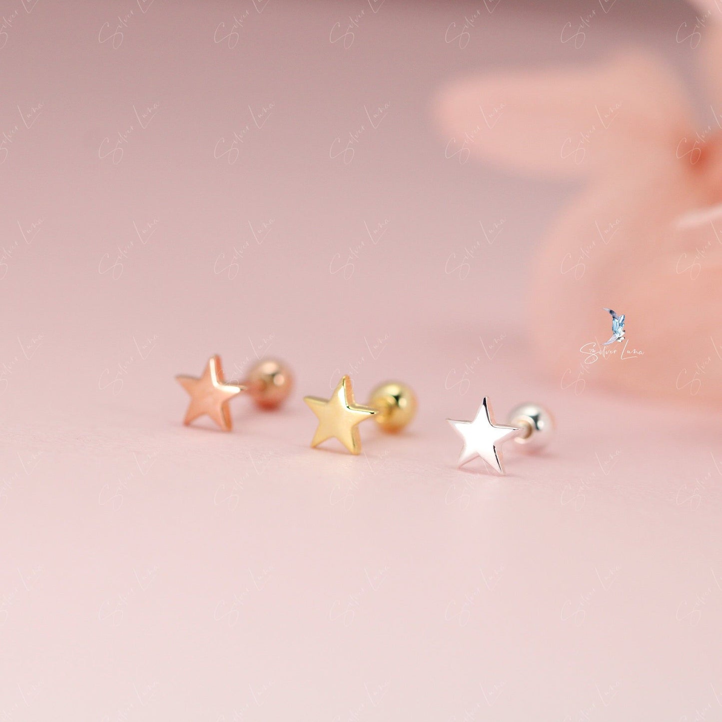 star screw back stud earrings