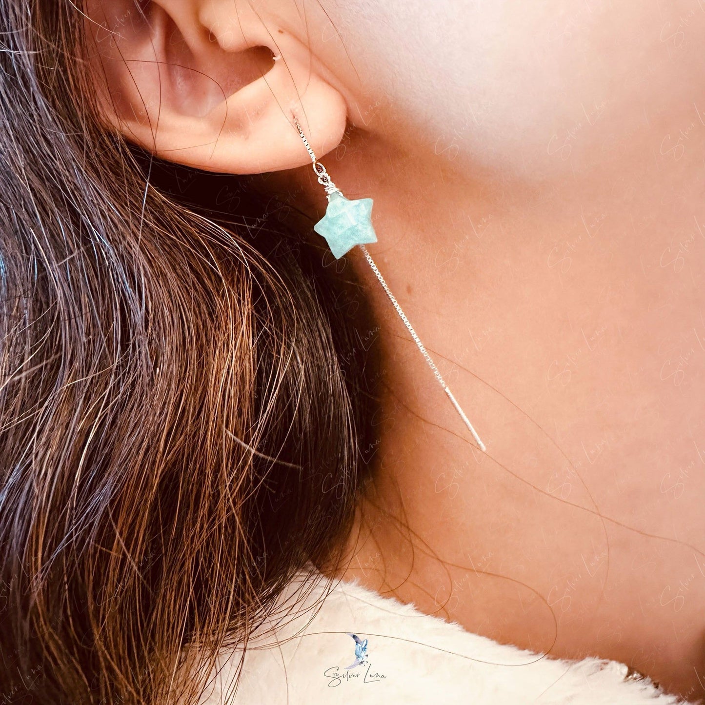 amazonite star ear threaders