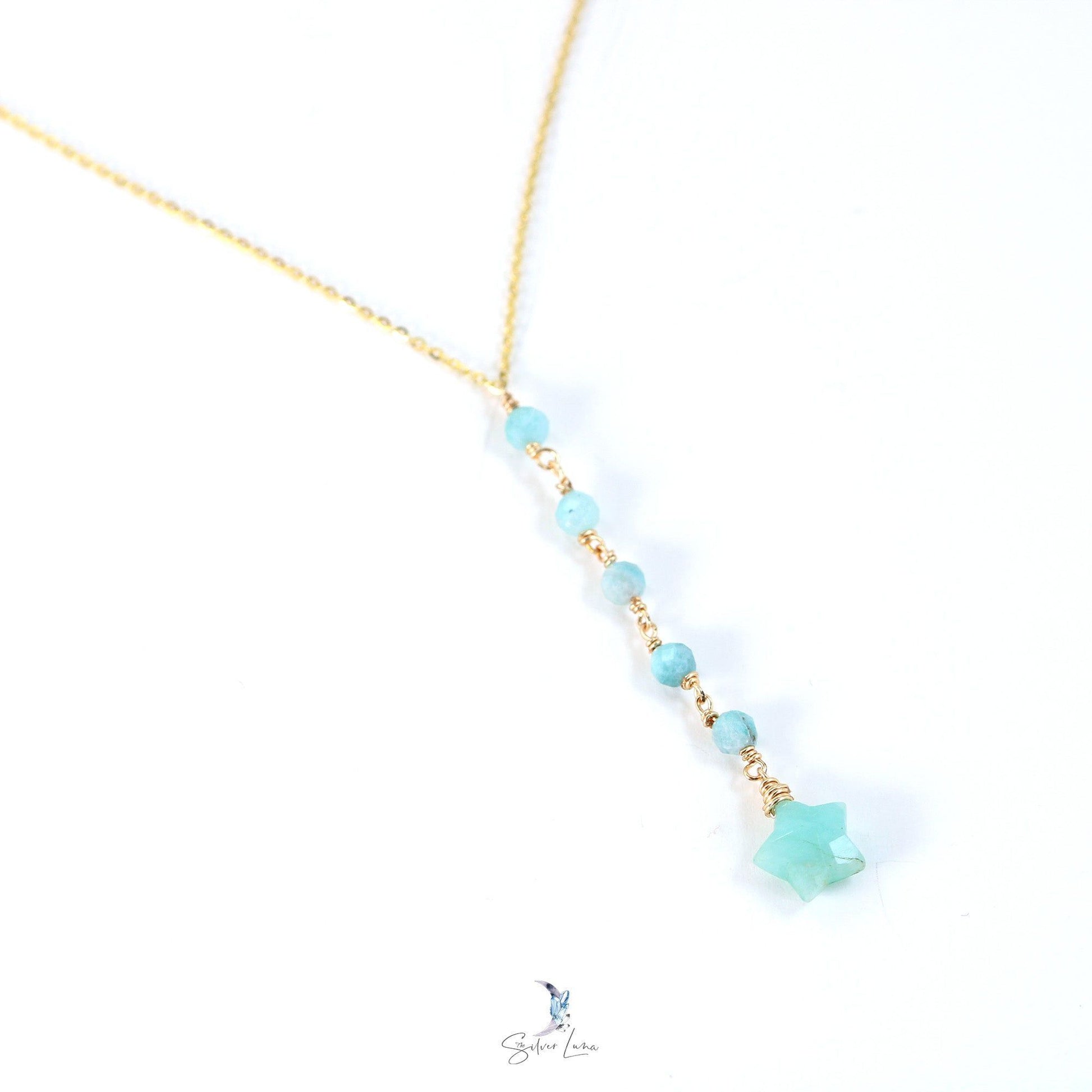 lariat star amazonite pendant necklace