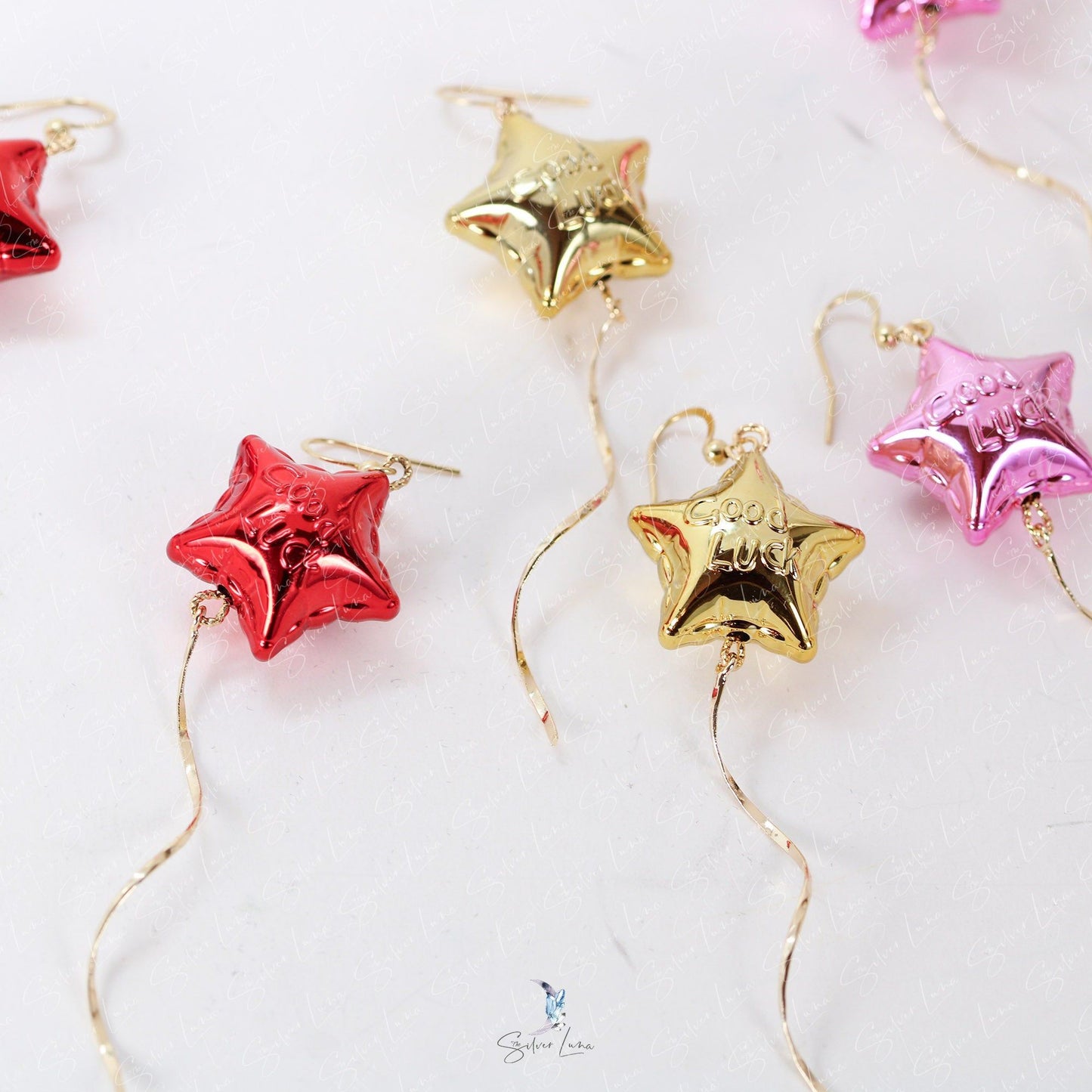 star balloon drop earrings