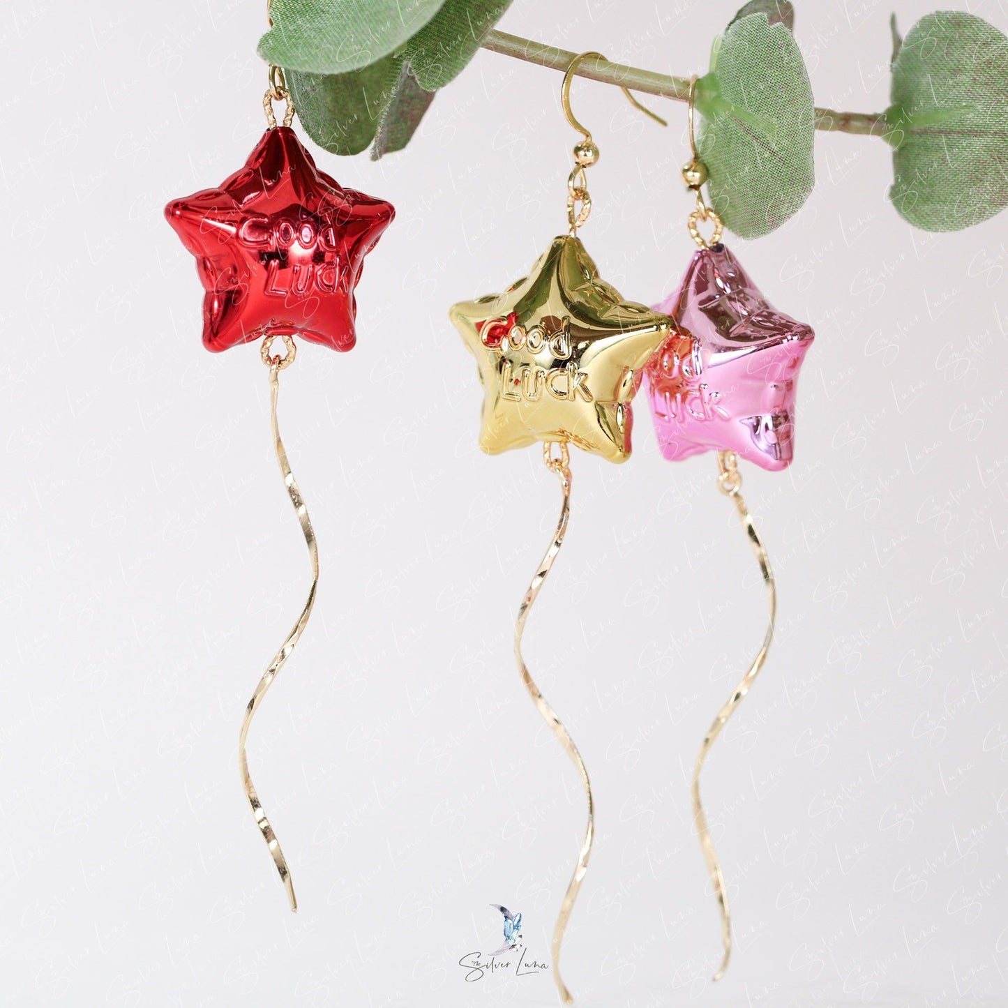 star balloon dangle drop earrings
