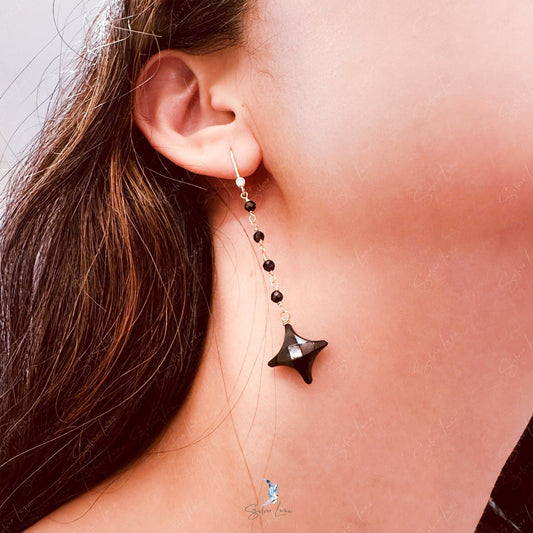back spinel bead star black onyx earrings