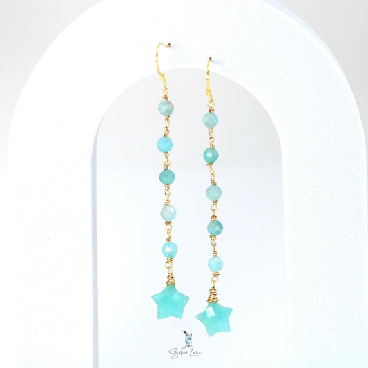 Amazonite star dangle drop earrings