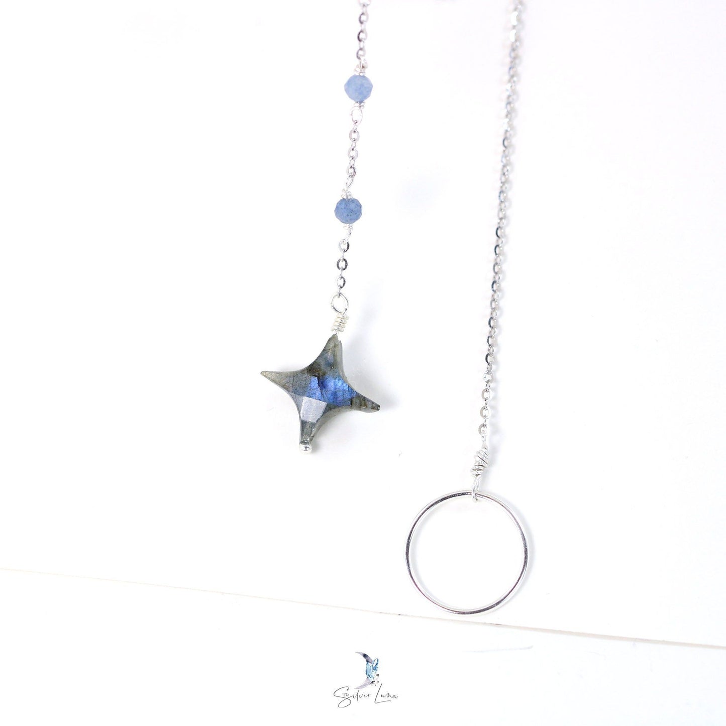labradorite star blue aventurine Y pendant necklace