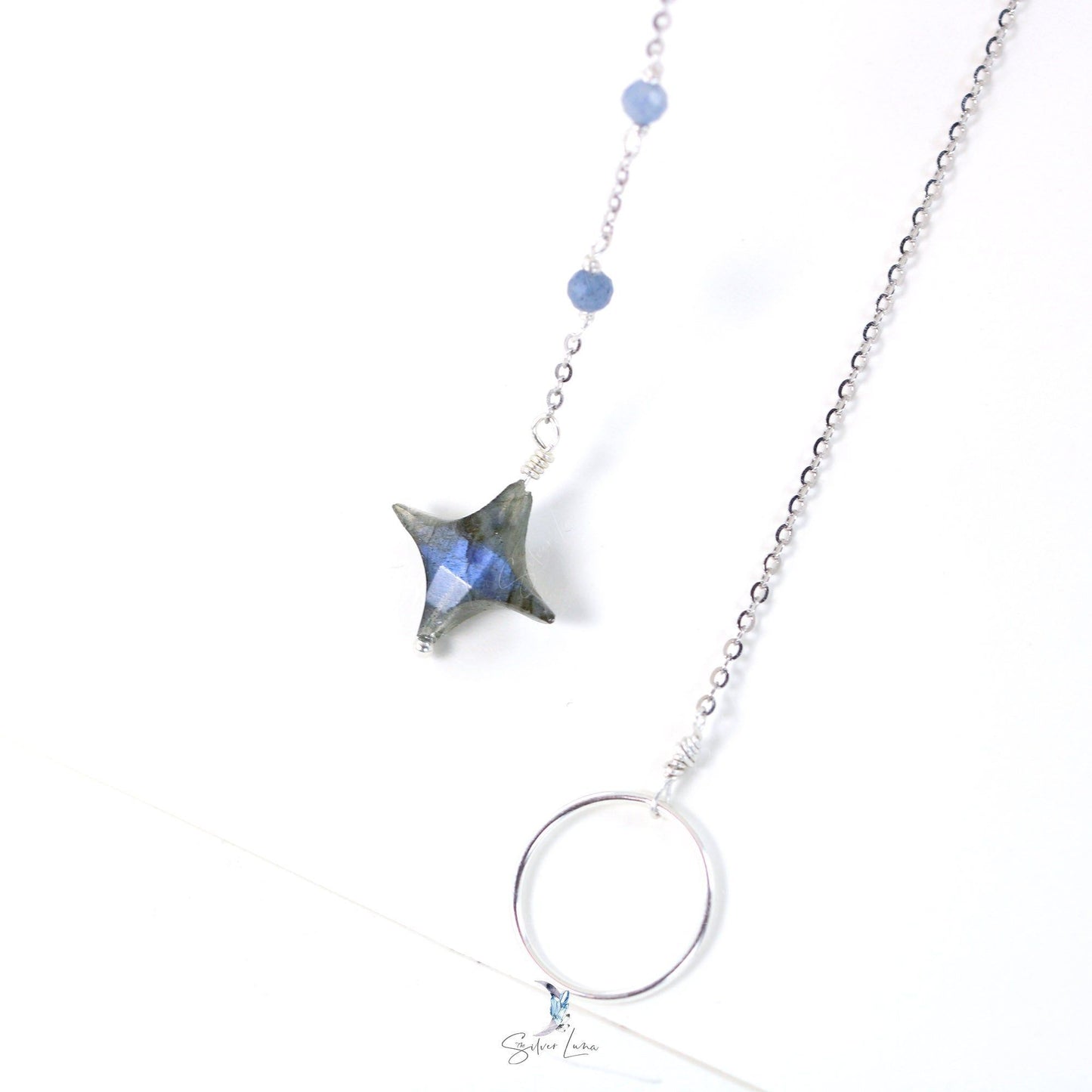 Star Labradorite Y lariat pendant necklace